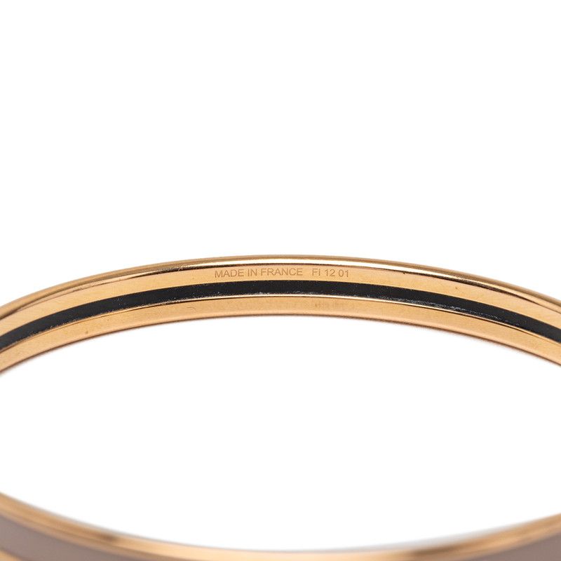 Hermes Uni XS Enamel Bracelet Bangle Beige Gold Plated — view 5