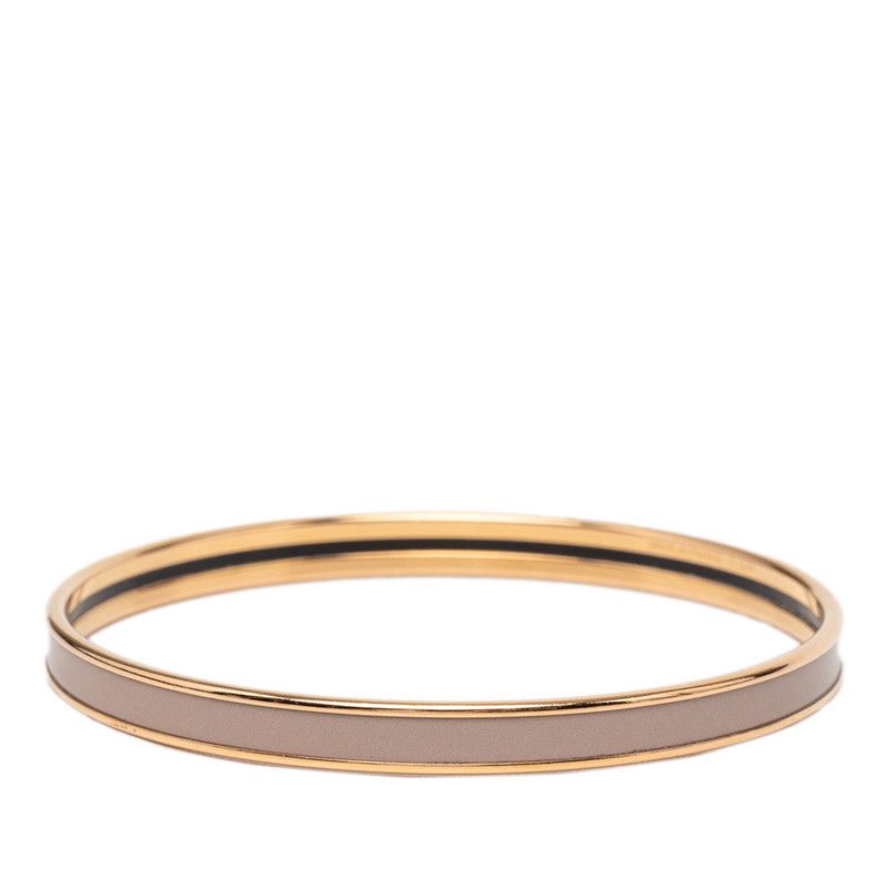 Hermes Uni XS Enamel Bracelet Bangle Beige Gold Plated — view 3