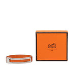 Hermes Bracelet Orange Silver Metal Leather — view 6