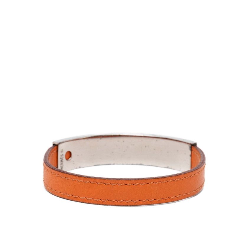 Hermes Bracelet Orange Silver Metal Leather — view 3