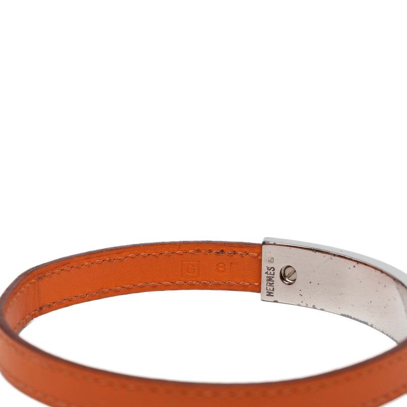 Hermes Bracelet Orange Silver Metal Leather — view 5