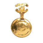 Chanel CC Logo Gripoix Round Brooch 04 Gold Red Plated Glass — view 2