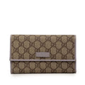 Gucci GG Supreme Trifold Wallet Beige Light Purple Leather