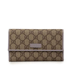 Gucci GG Supreme Trifold Wallet Beige Light Purple Leather