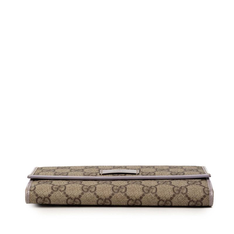 Gucci GG Supreme Trifold Wallet Beige Light Purple Leather — view 3