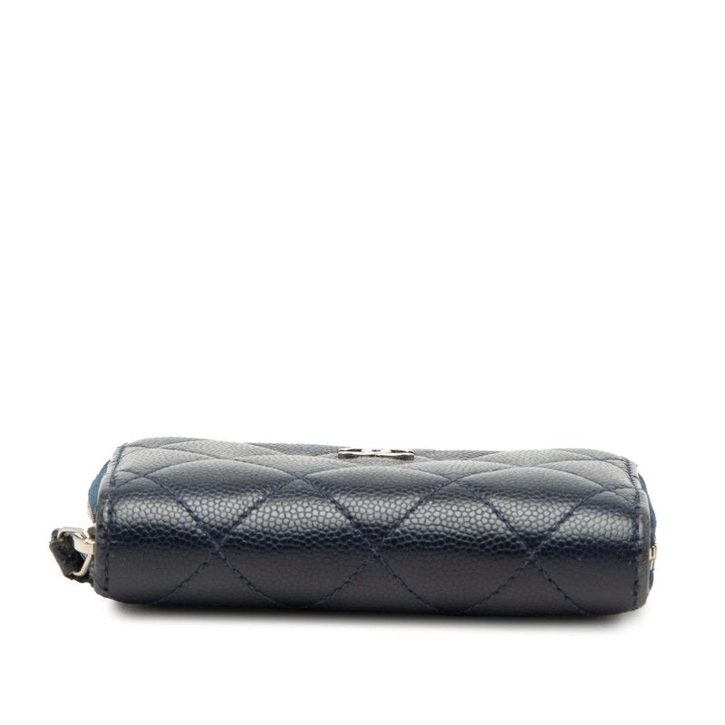 Chanel Quilted CC Logo Coin Purse Navy Caviar Leather — view 3