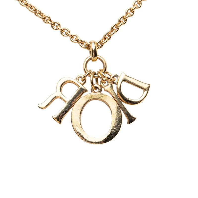Dior Logo Chain Pendant Gold Plated Rhinestone — view 2