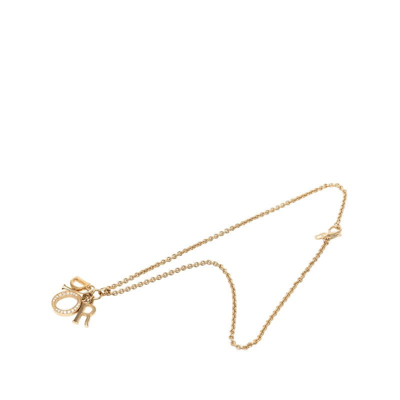 Dior Logo Chain Pendant Gold Plated Rhinestone — view 3