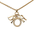 Dior Logo Chain Pendant Gold Plated Rhinestone