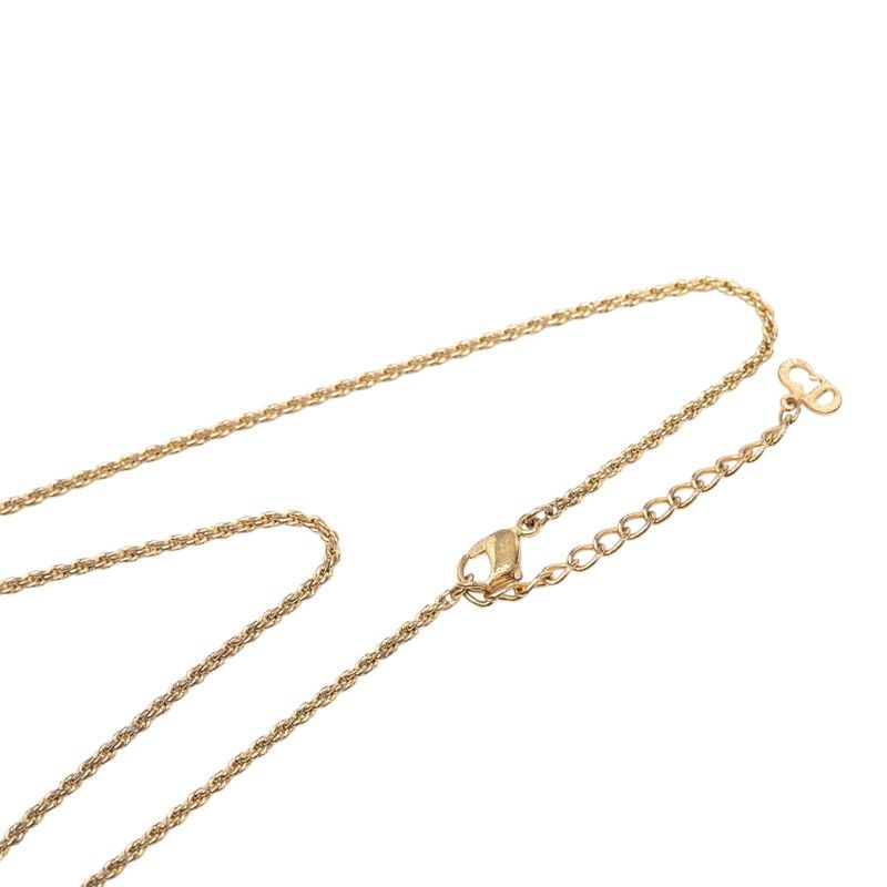 Dior Logo Emblem Chain Pendant Gold Plated Rhinestone — view 4