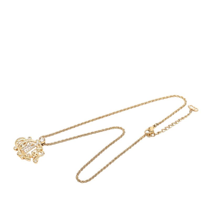 Dior Logo Emblem Chain Pendant Gold Plated Rhinestone — view 3