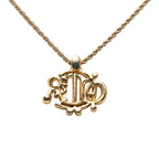 Dior Logo Emblem Chain Pendant Gold Plated Rhinestone — view 2