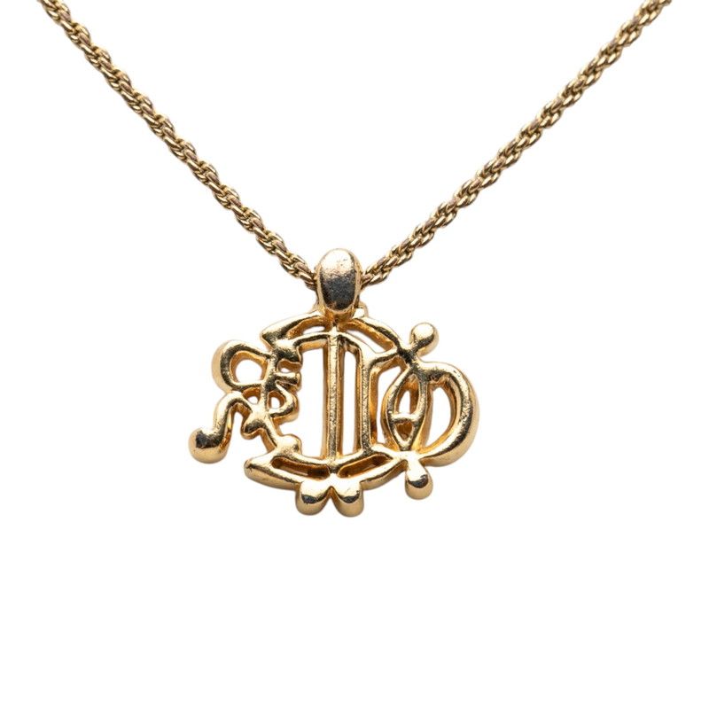 Dior Logo Emblem Chain Pendant Gold Plated Rhinestone — view 2