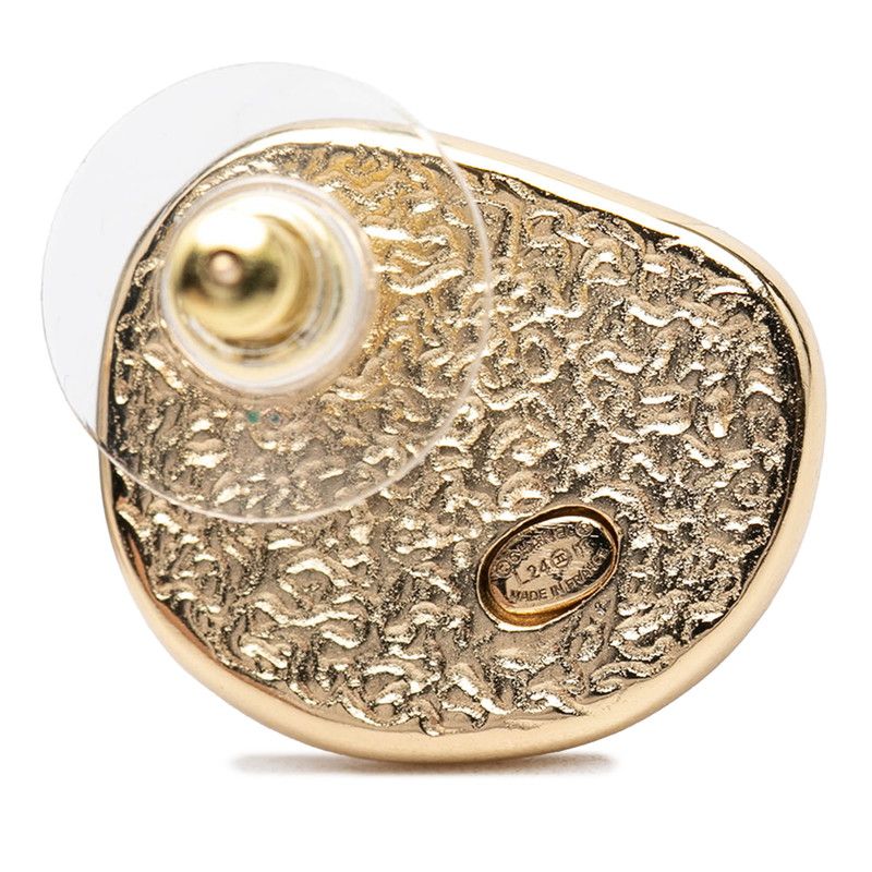Chanel CC Logo Stud Earrings 24 Gold Pink Plated — view 3