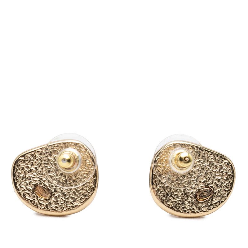 Chanel CC Logo Stud Earrings 24 Gold Pink Plated — view 2