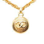 Chanel CC Logo Vintage Chain Pendant Gold Plated