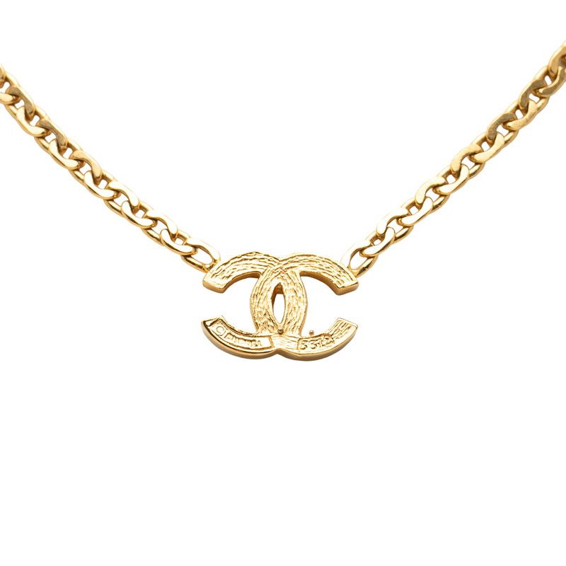 Chanel CC Logo Vintage Chain Pendant Gold Plated Rhinestone — view 2