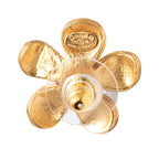 Chanel CC Logo Flower Motif Stud Earrings 03 Gold Red Plated Resin — view 3