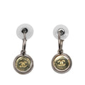 Chanel CC Logo Vintage Hoop Stud Earrings 99 Silver Gold Metal