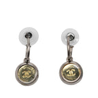 Chanel CC Logo Vintage Hoop Stud Earrings 99 Silver Gold Metal