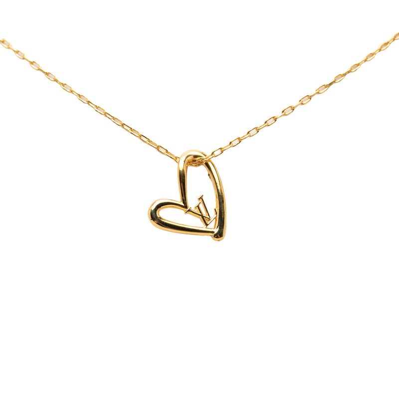 Louis Vuitton Collier Heart Foreign Love Chain Pendant Gold Plated