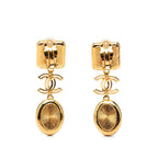 Chanel CC Logo Earrings 20 Gold Black White Plated Resin — view 2