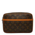 Louis Vuitton Monogram Compiegne 23 Clutch Brown Leather