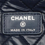 Chanel Quilted CC Logo Clutch Navy Green Lambskin Enamel — view 7