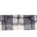 Hermes Mors Et Gourmettes Vichy Scarf Gray Silk — view 3