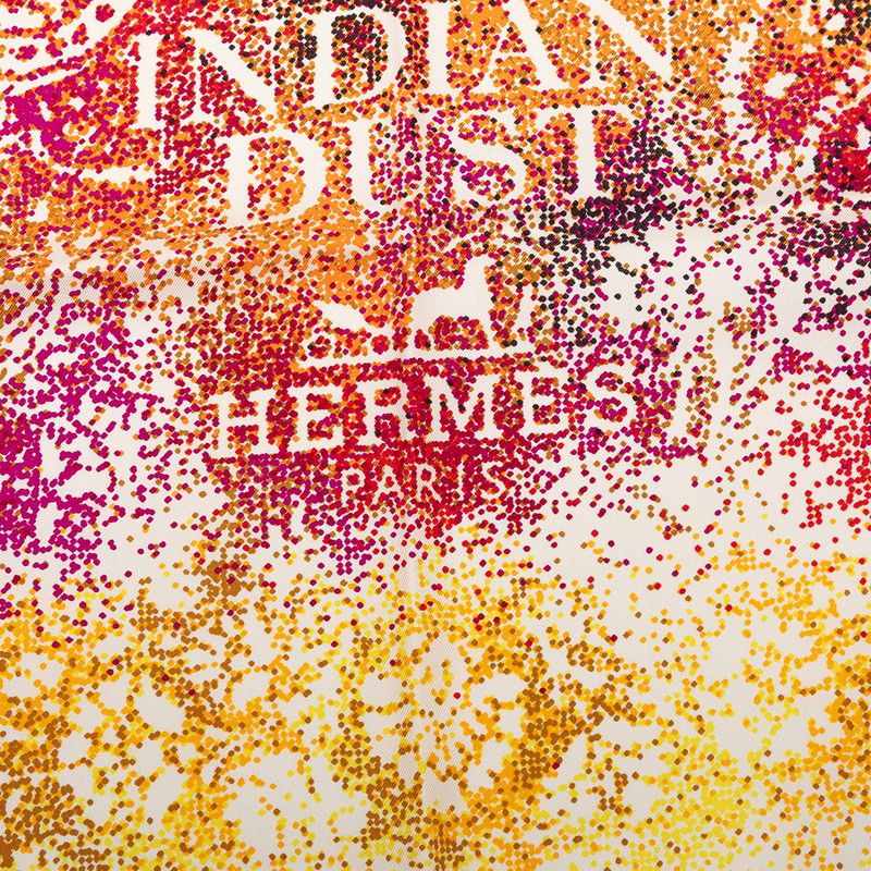 Hermes Carre 90 Indian Scarf Beige Multicolor Silk — view 2