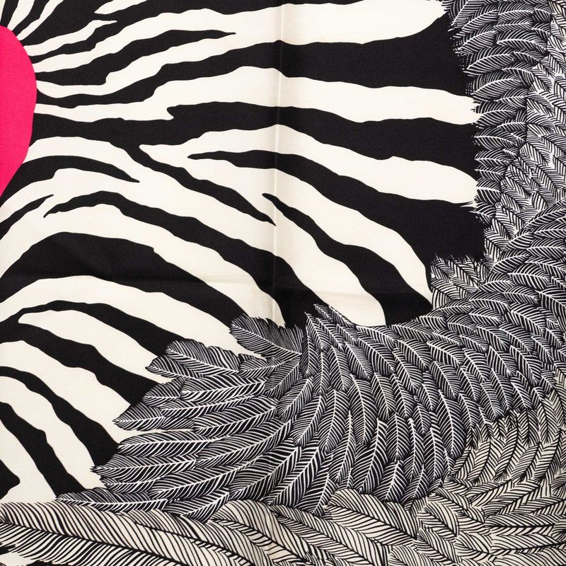 Hermes Carre 90 Zebra Pegasus Scarf Pink Black White Silk — view 5