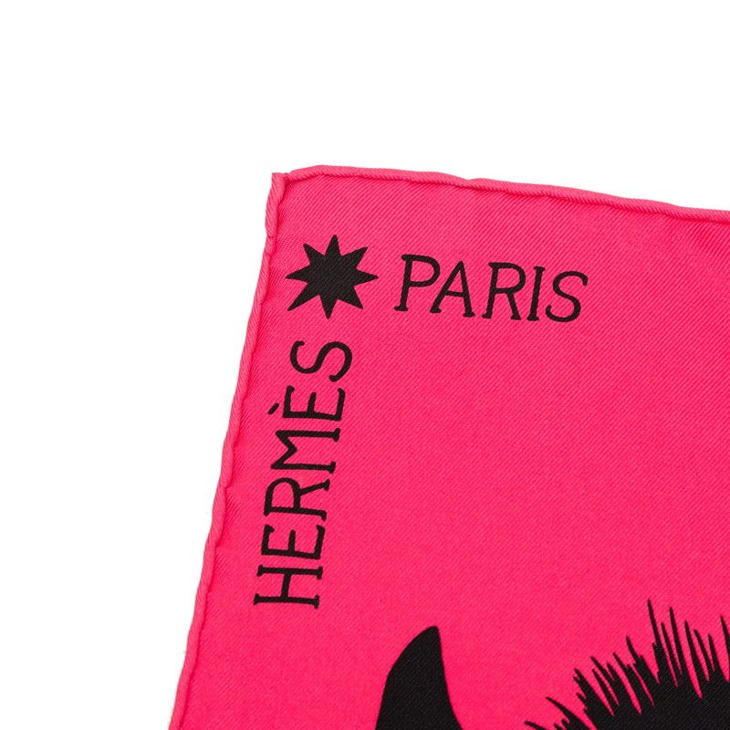 Hermes Carre 90 Zebra Pegasus Scarf Pink Black White Silk — view 6