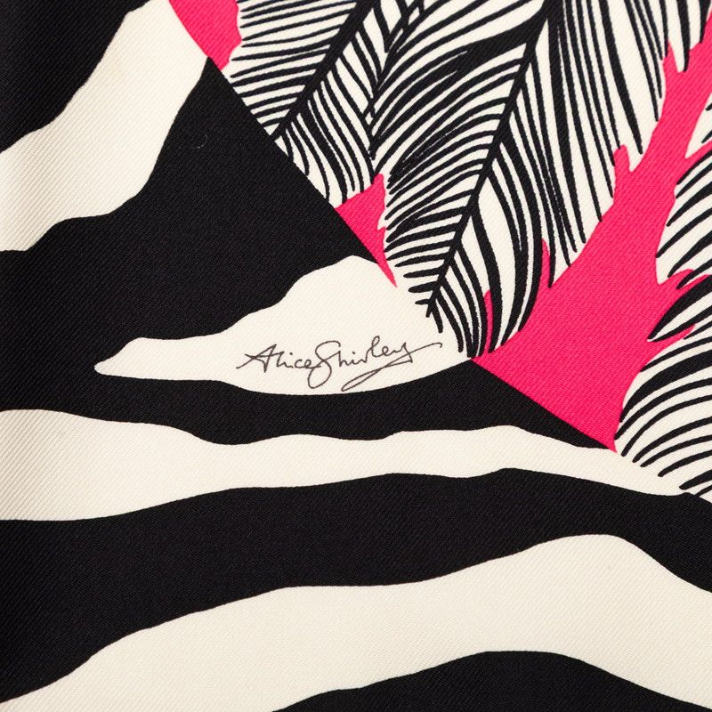 Hermes Carre 90 Zebra Pegasus Scarf Pink Black White Silk — view 2