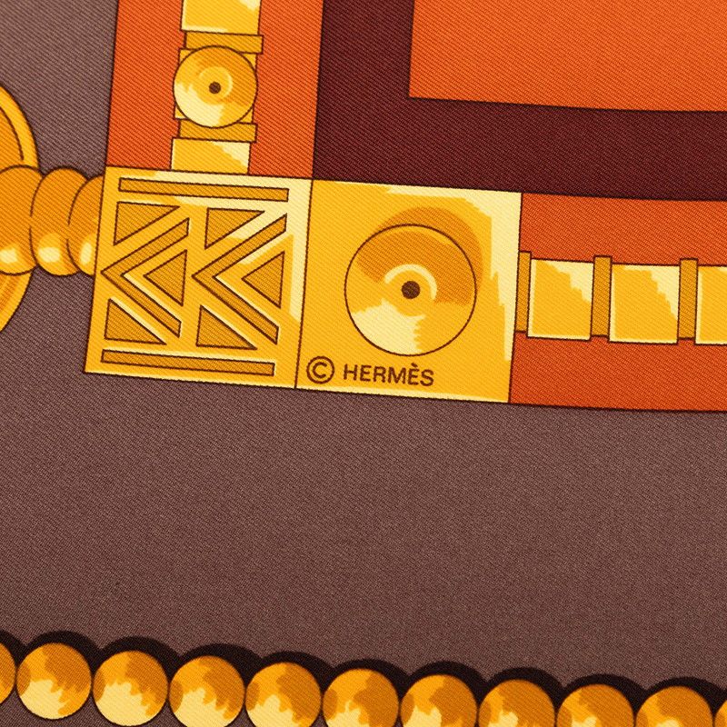 Hermes Carre 90 Cuillers D'afrique African Spoon Scarf Brown Multicolor Silk — view 5
