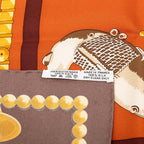 Hermes Carre 90 Cuillers D'afrique African Spoon Scarf Brown Multicolor Silk — view 7