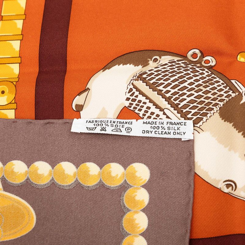 Hermes Carre 90 Cuillers D'afrique African Spoon Scarf Brown Multicolor Silk — view 7