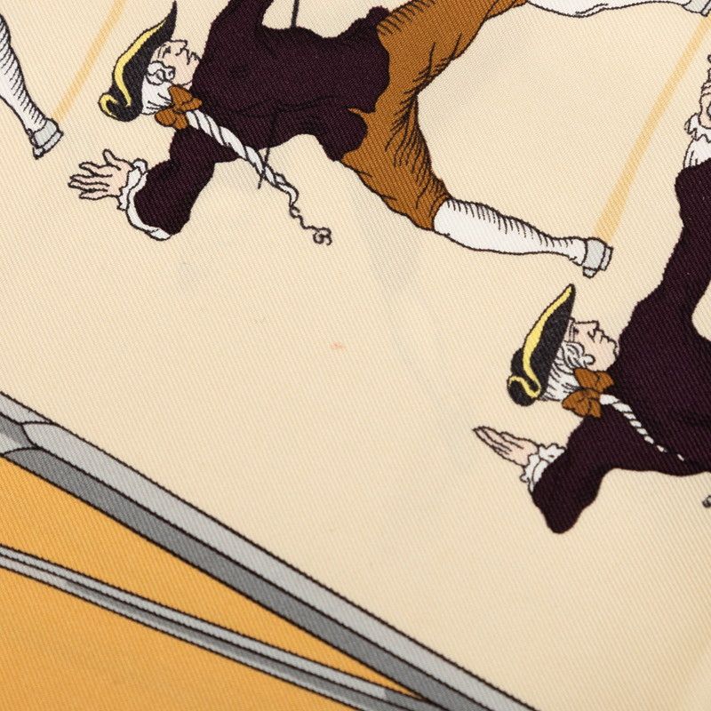Hermes Carre 90 Fencing Traite Des Armes Scarf Beige Silk — view 7