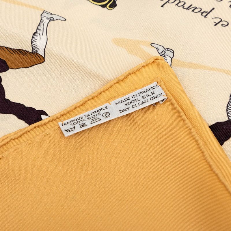 Hermes Carre 90 Fencing Traite Des Armes Scarf Beige Silk — view 8