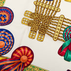 Hermes Carre 90 les Rubans du Cheval Horse Ribbon Scarf Navy Multicolor Silk — view 5