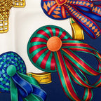 Hermes Carre 90 les Rubans du Cheval Horse Ribbon Scarf Navy Multicolor Silk — view 7