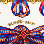 Hermes Carre 90 les Rubans du Cheval Horse Ribbon Scarf Navy Multicolor Silk — view 3
