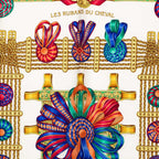 Hermes Carre 90 les Rubans du Cheval Horse Ribbon Scarf Navy Multicolor Silk — view 2