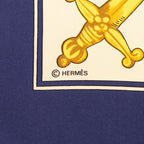 Hermes Carre 90 le Tarot Card Scarf Navy Multicolor Silk — view 6