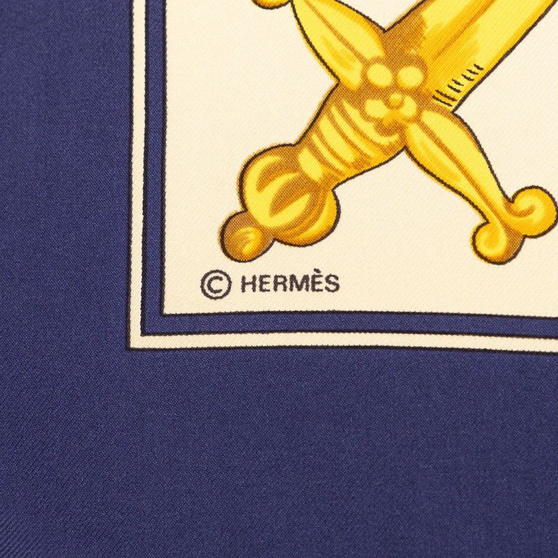 Hermes Carre 90 le Tarot Card Scarf Navy Multicolor Silk — view 6