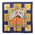 Hermes Carre 90 le Tarot Card Scarf Navy Multicolor Silk