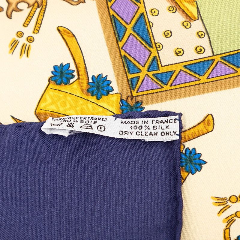 Hermes Carre 90 le Tarot Card Scarf Navy Multicolor Silk — view 7
