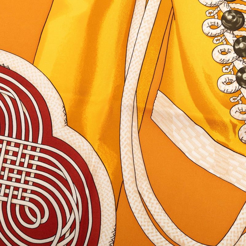 Hermes B Carre 90 Randebourgs Brandenburg Ornament Scarf Orange Silk — view 5