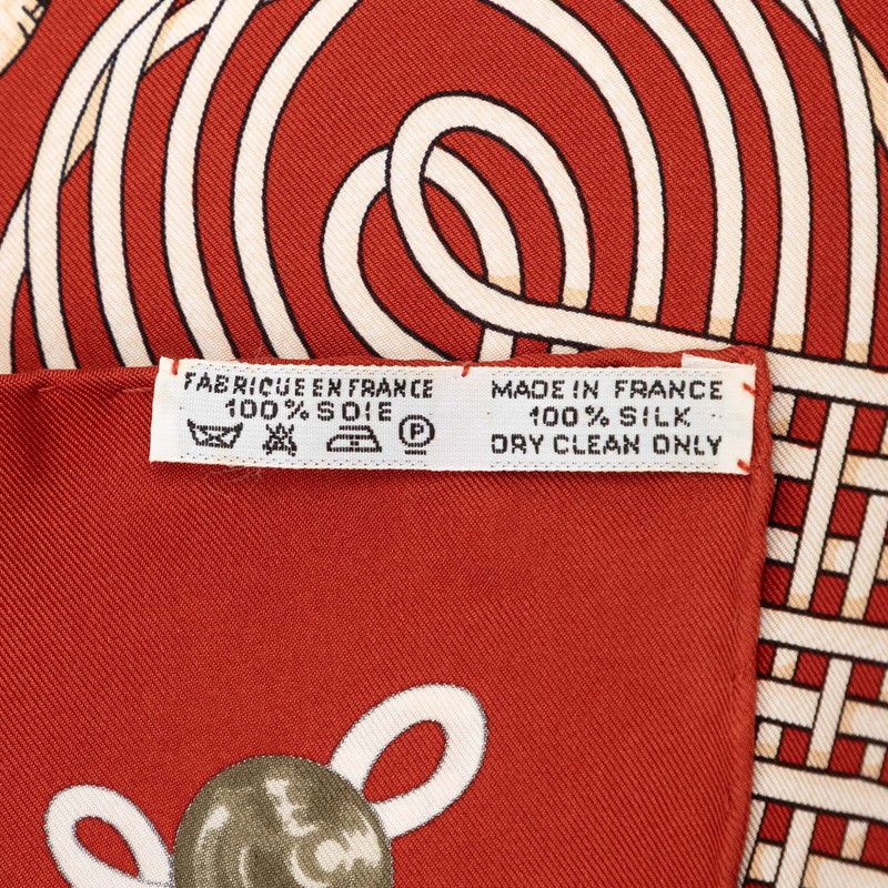 Hermes B Carre 90 Randebourgs Brandenburg Ornament Scarf Orange Silk — view 6