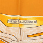 Hermes B Carre 90 Randebourgs Brandenburg Ornament Scarf Orange Silk — view 3
