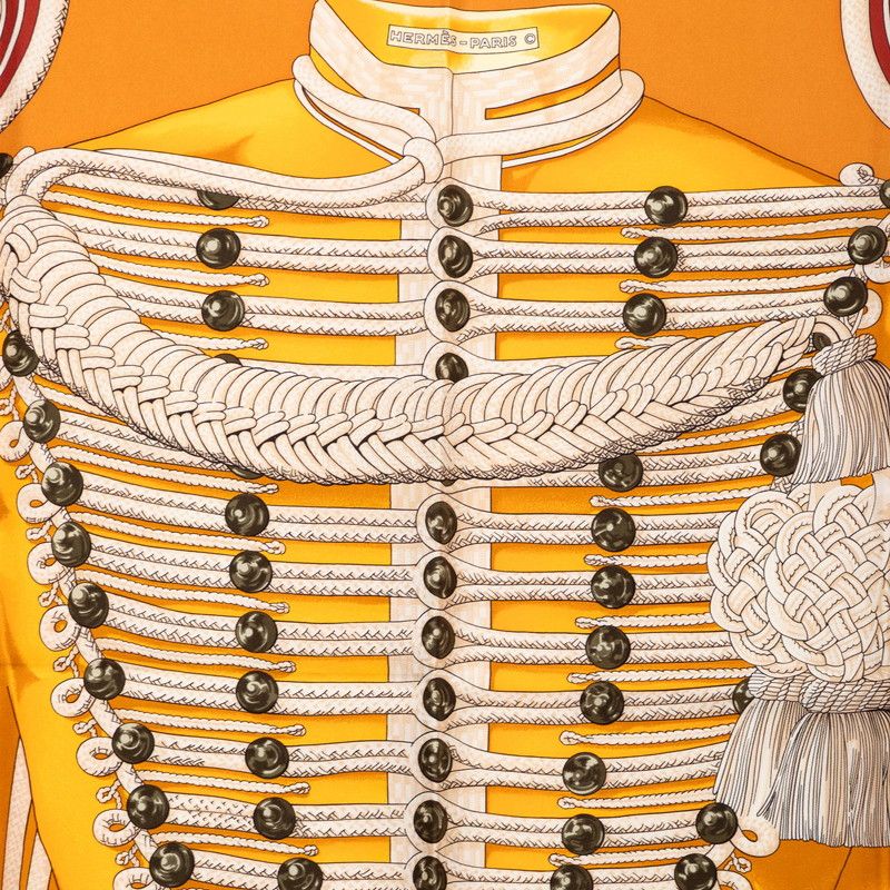 Hermes B Carre 90 Randebourgs Brandenburg Ornament Scarf Orange Silk — view 2